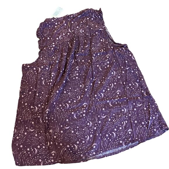 Torrid Women 1X 14/16 Purple Stars Ruffle Mock Neck Tank Stretch Rayon - Picture 3 of 5